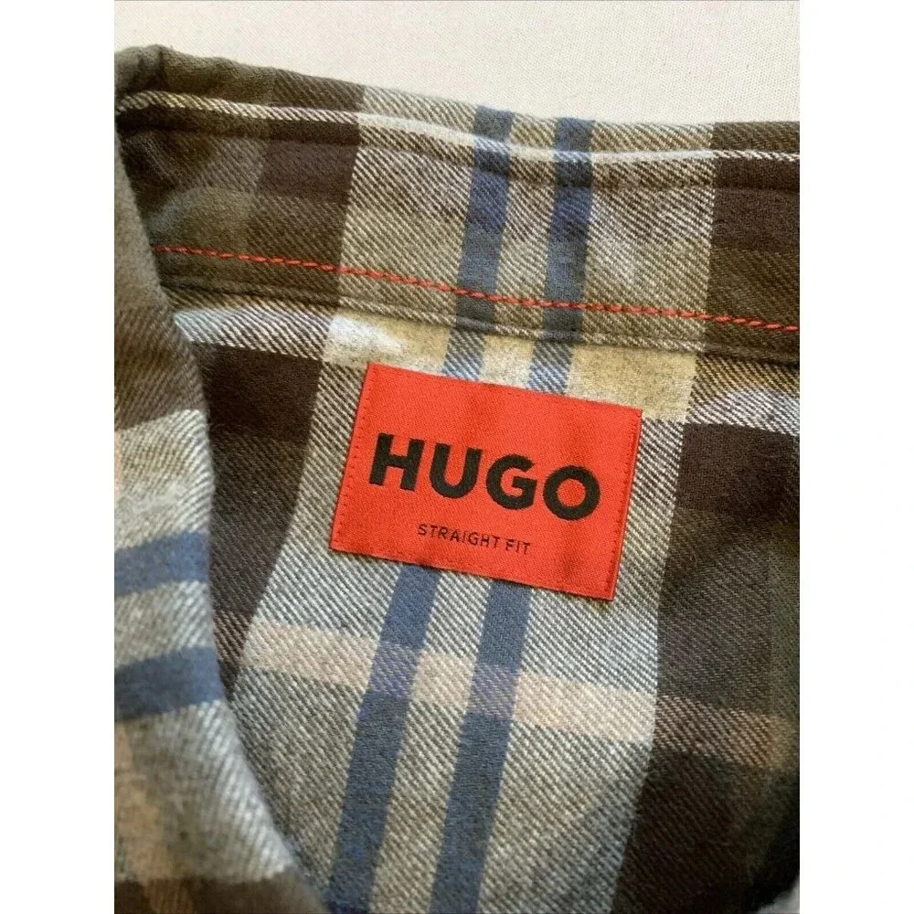 Hugo Boss Men's Brown Plaid Ermann Long Sleeve Button Down Shirt XL NWT - Picture 7 of 12